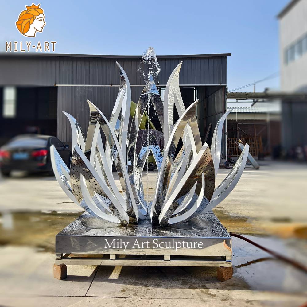 stainless steel sculpture fountain water testing