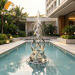 stainless steel spiral water feature