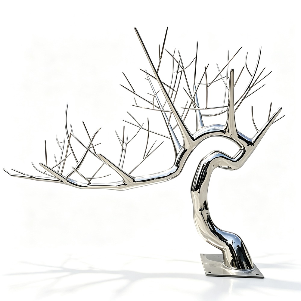 Leaning Stainless Steel Tree Sculpture GAR-007