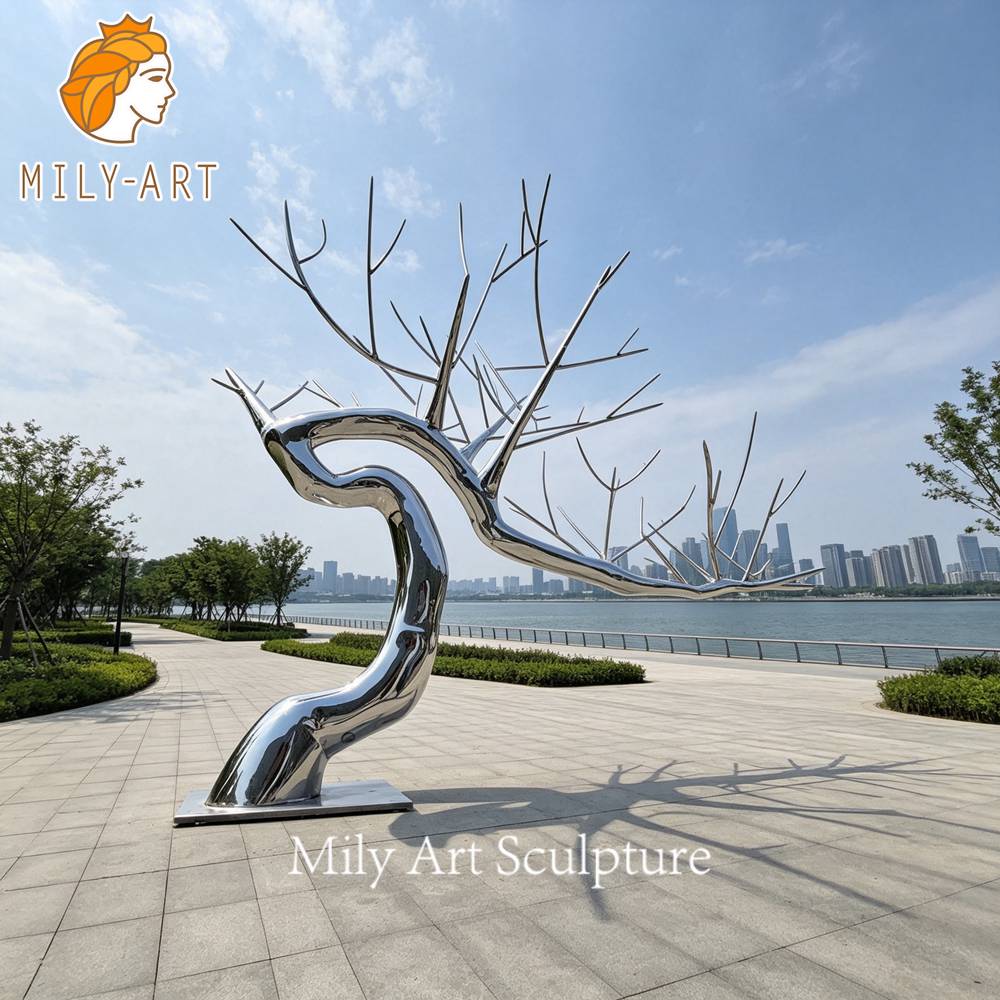 stainless steel tree sculpture outdoor