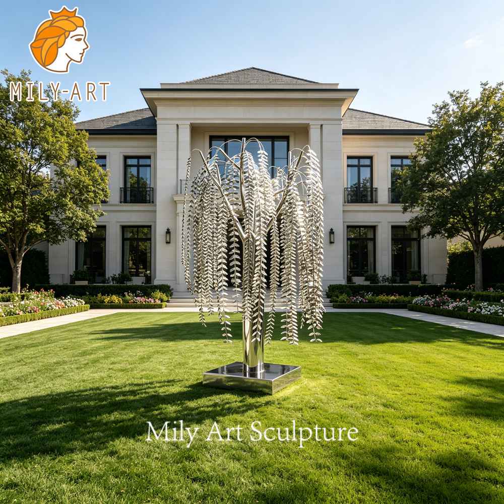 stainless steel willow tree sculpture