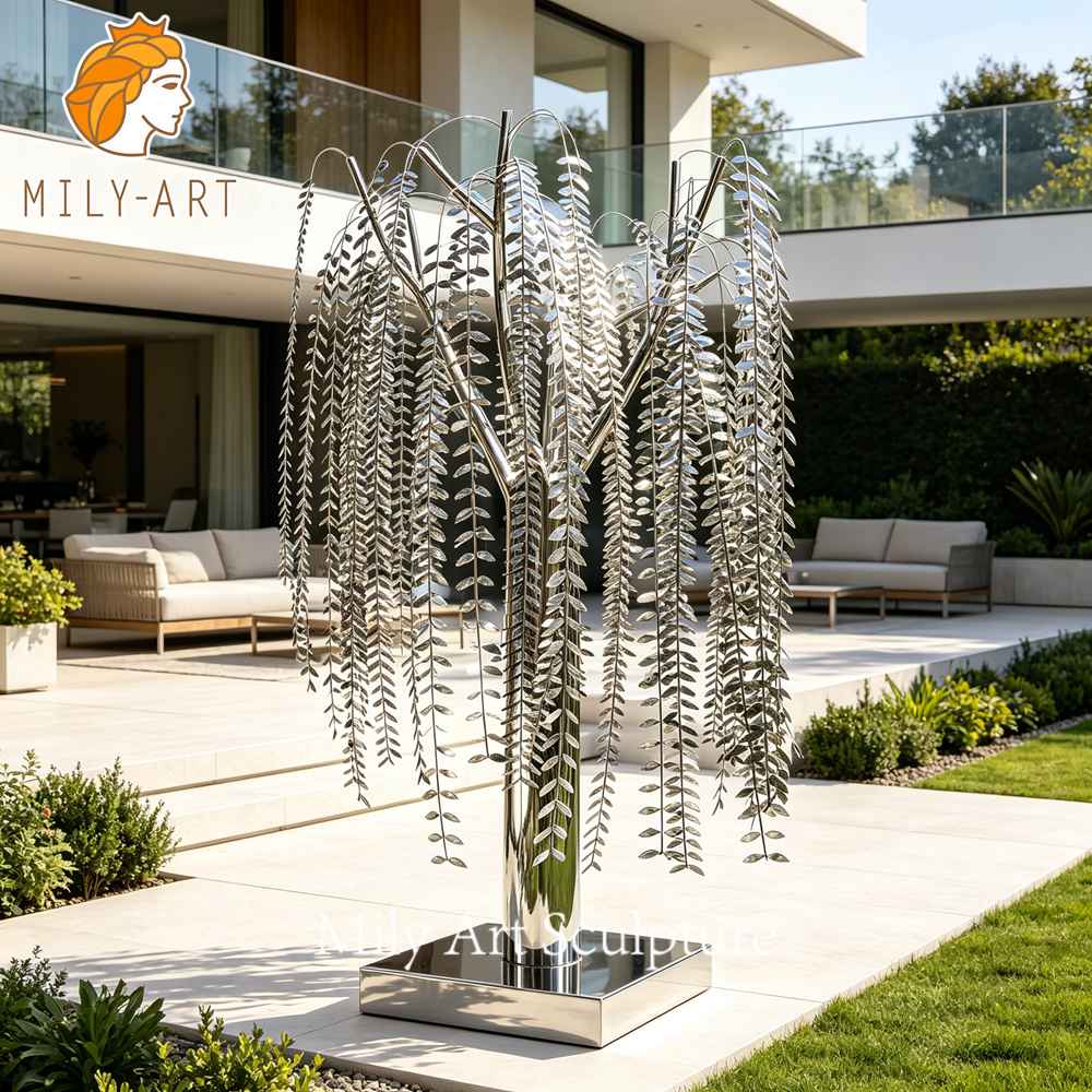 willow tree sculpture front yard