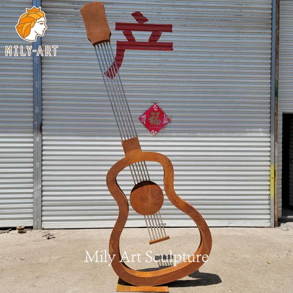 Corten Steel Outdoor Guitar Sculpture Factory