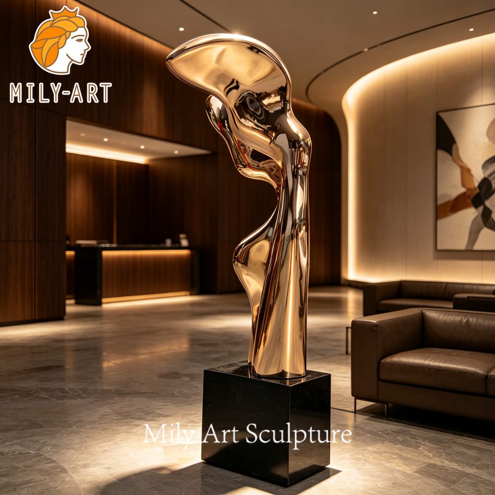 abstract gold sculpture hotel lobby
