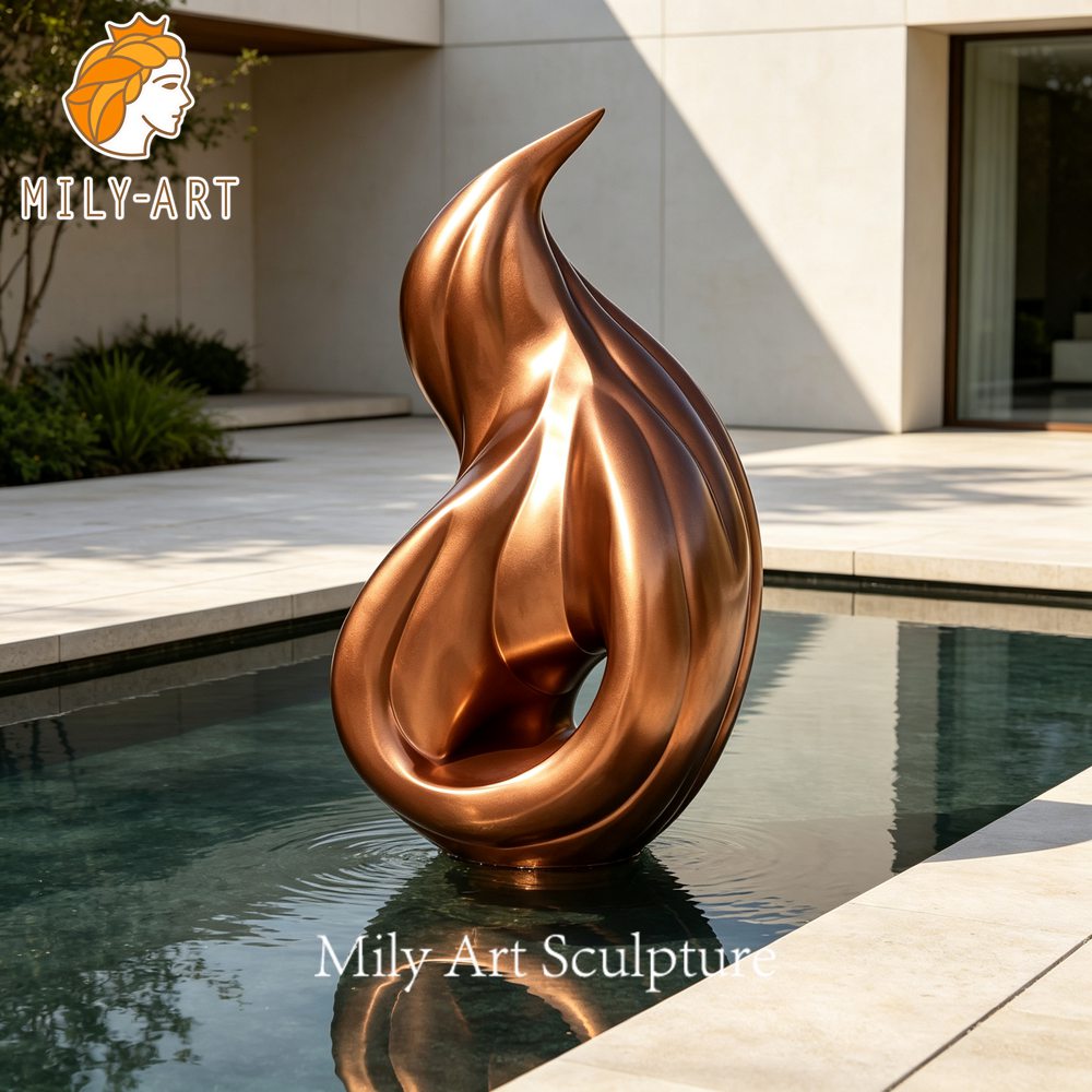 abstract metal flame sculpture