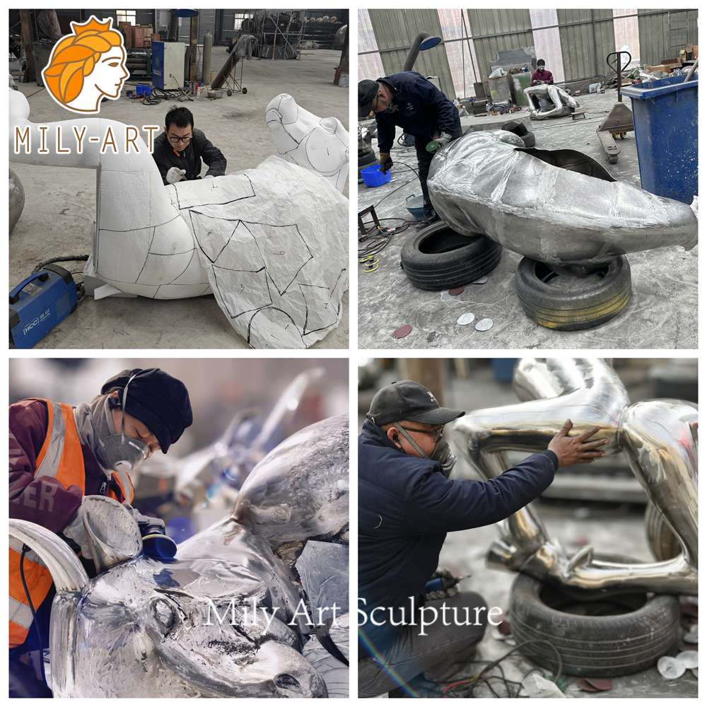 barcelona bull statue stainless steel fabrication