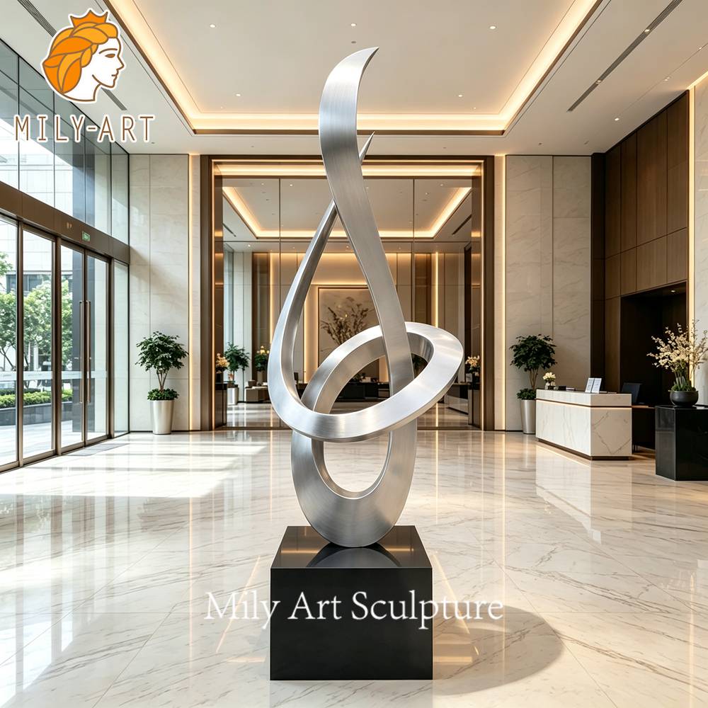 brushed stainless steel sculpture hotel lobby