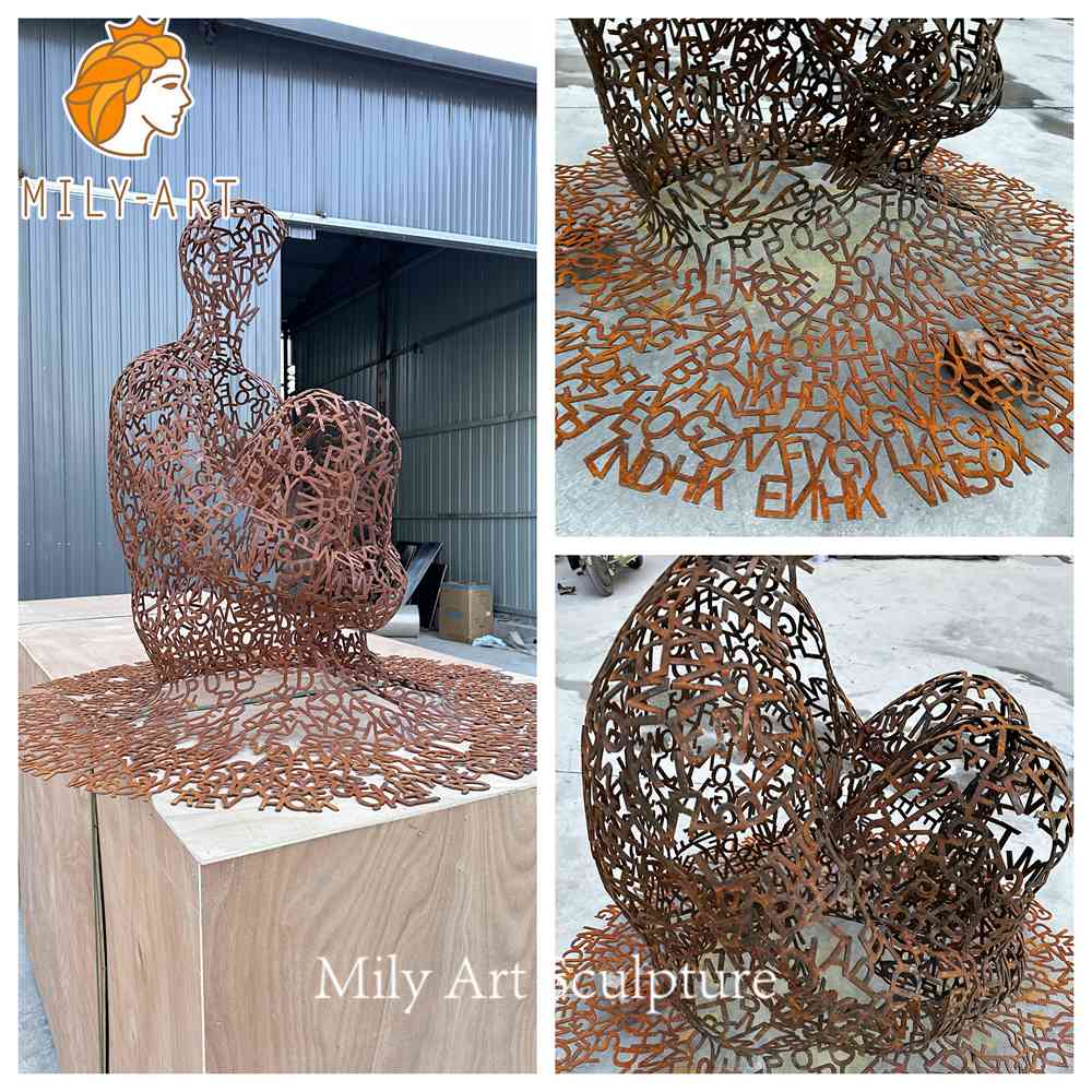 corten steel alphabet statue