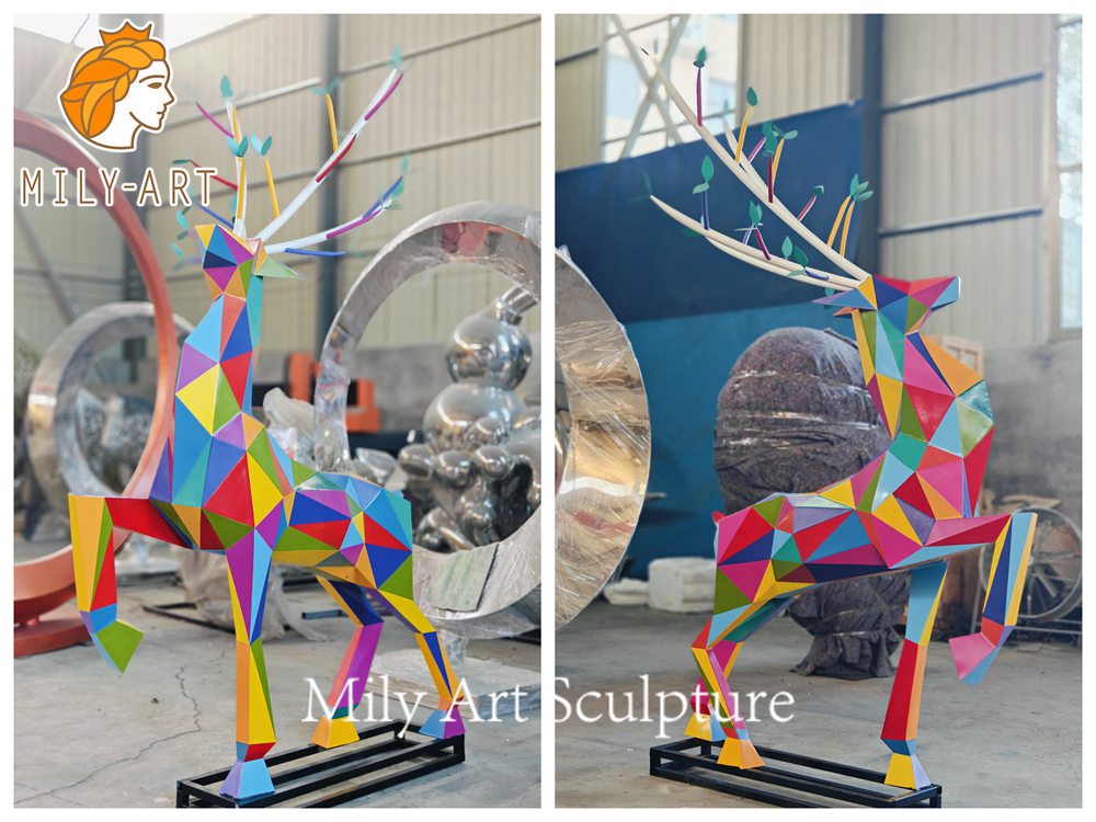 geometric deer sculpture factory finished