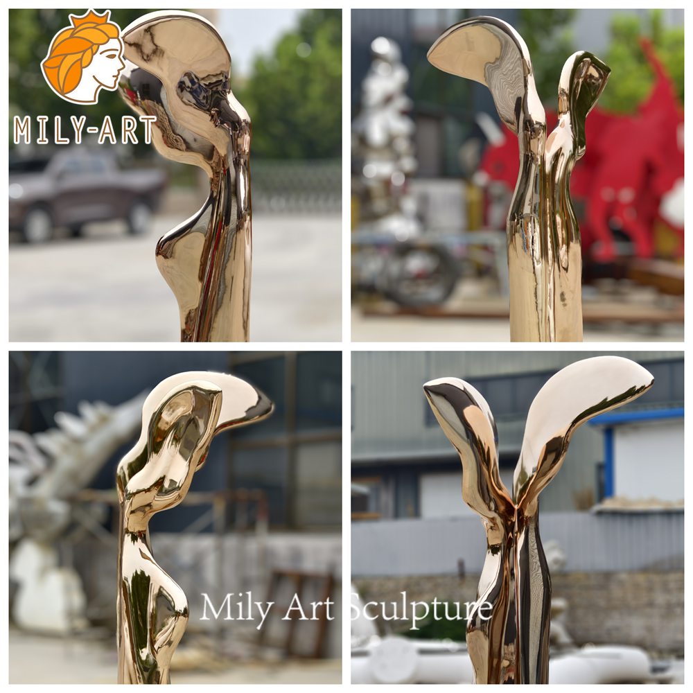 gold metal sculpture close up