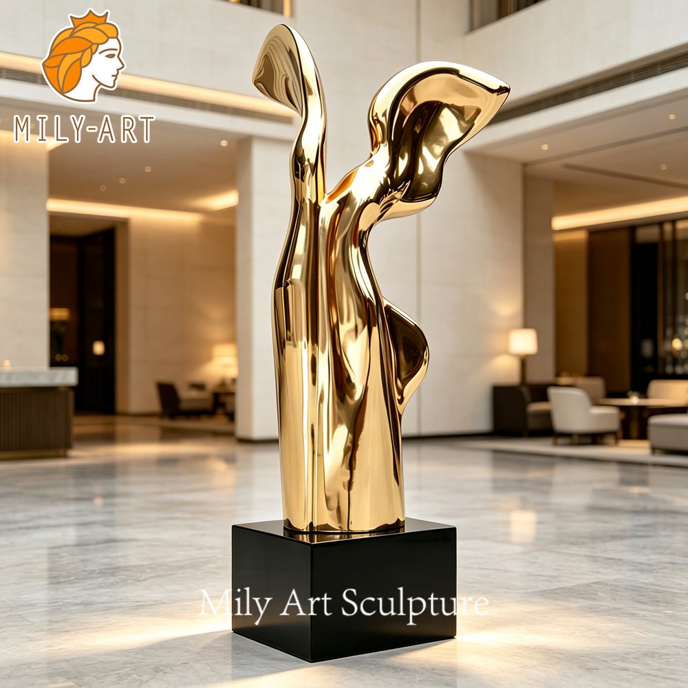 gold metal sculpture lobby decor