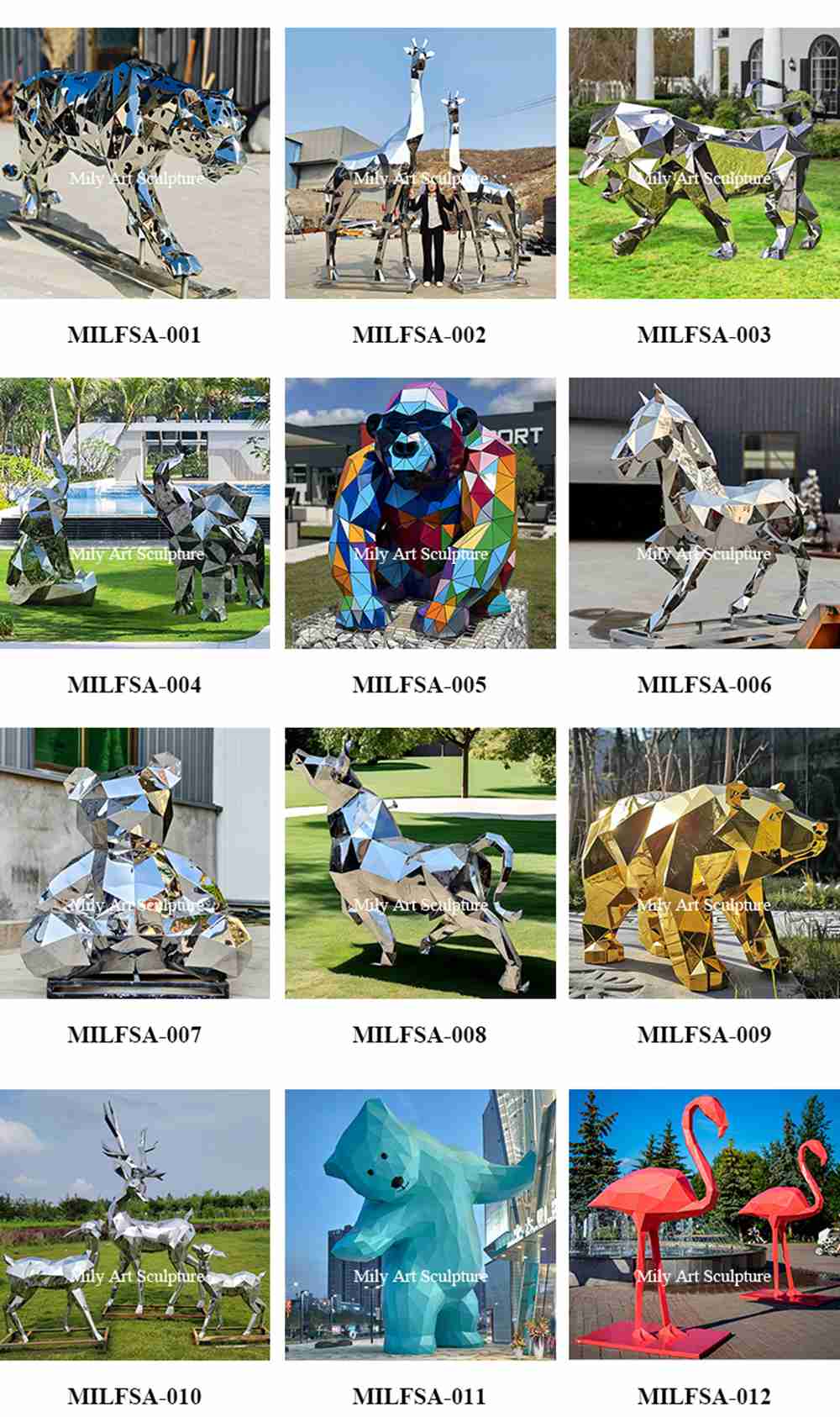 low poly metal sculpture collection