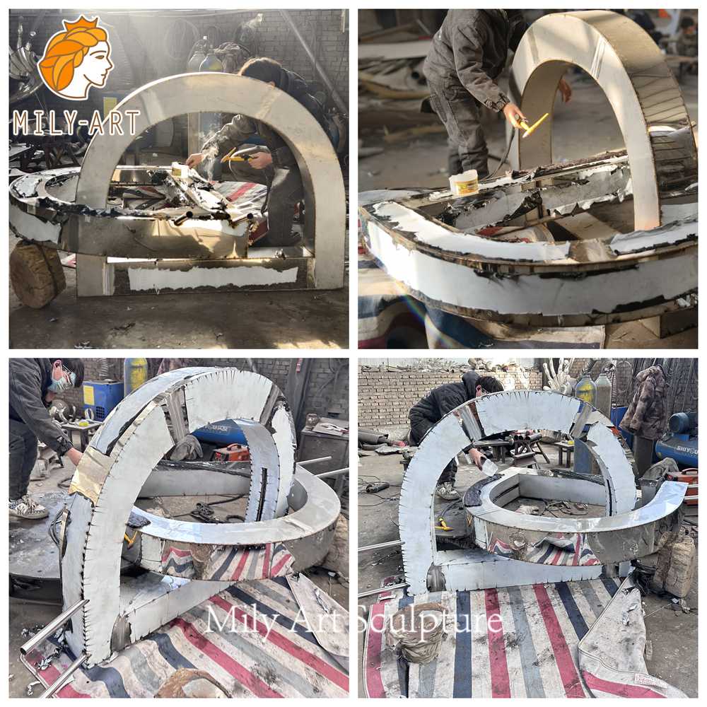 metal fountain sculpture welding process
