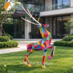 metal geometric deer sculpture