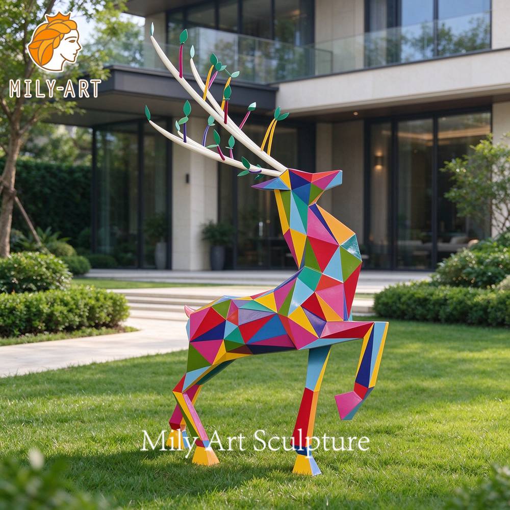 metal geometric deer sculpture
