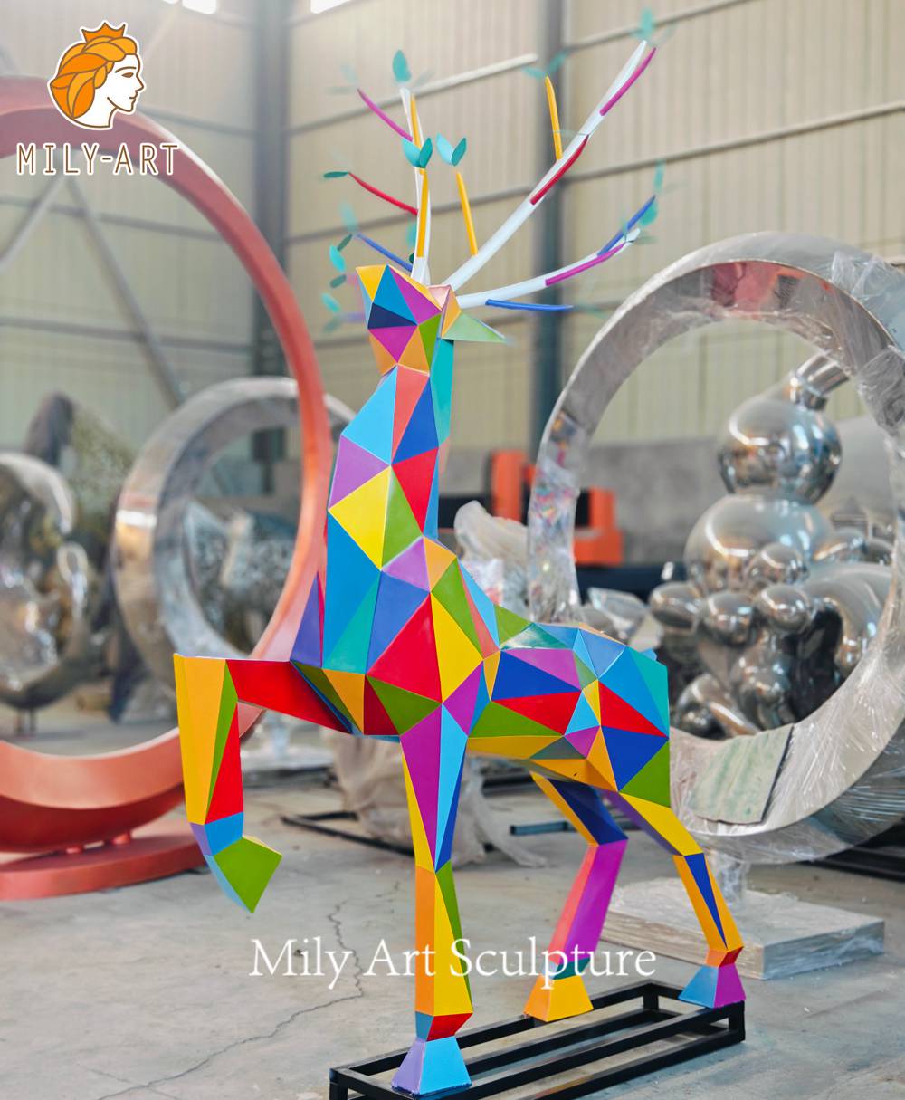 metal geometric deer sculpture