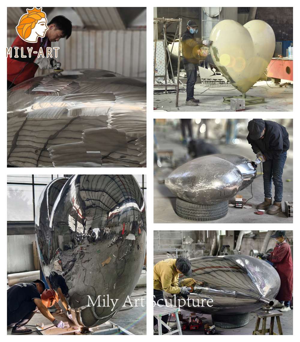 metal heart sculpture factory craftsmanship