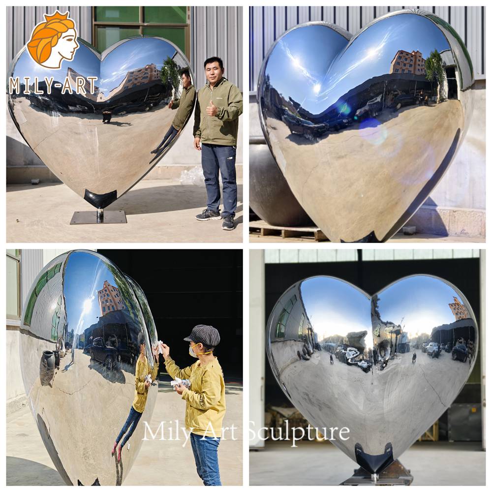 metal heart sculpture factory display