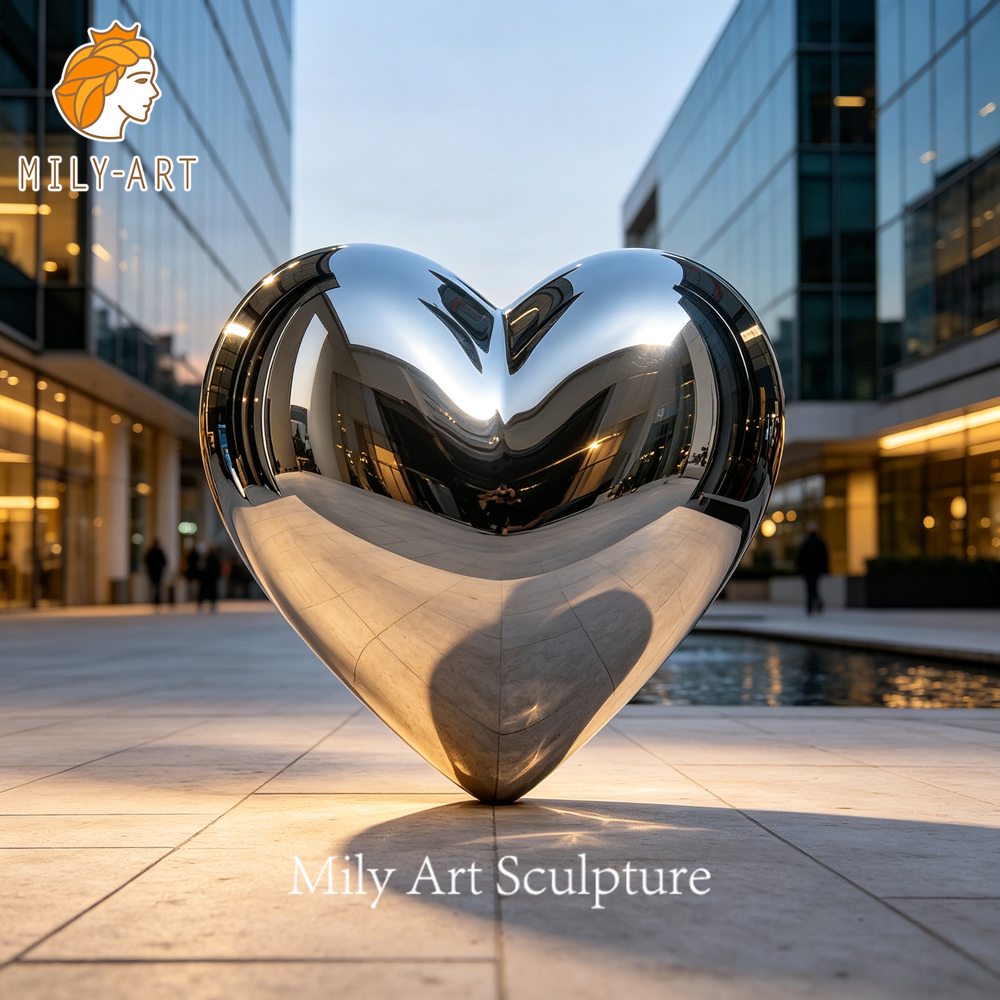 metal heart sculpture outdoor plaza