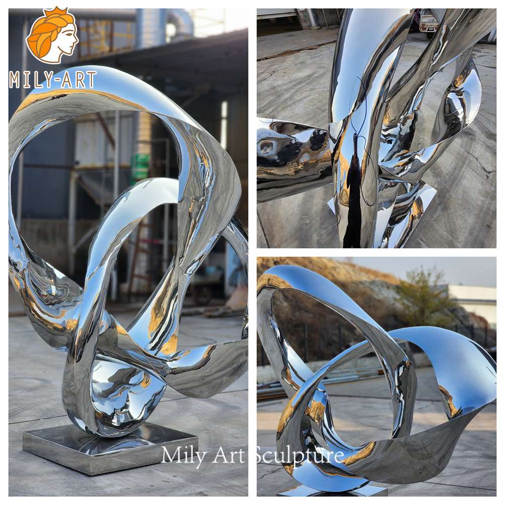metal mobius sculpture close up