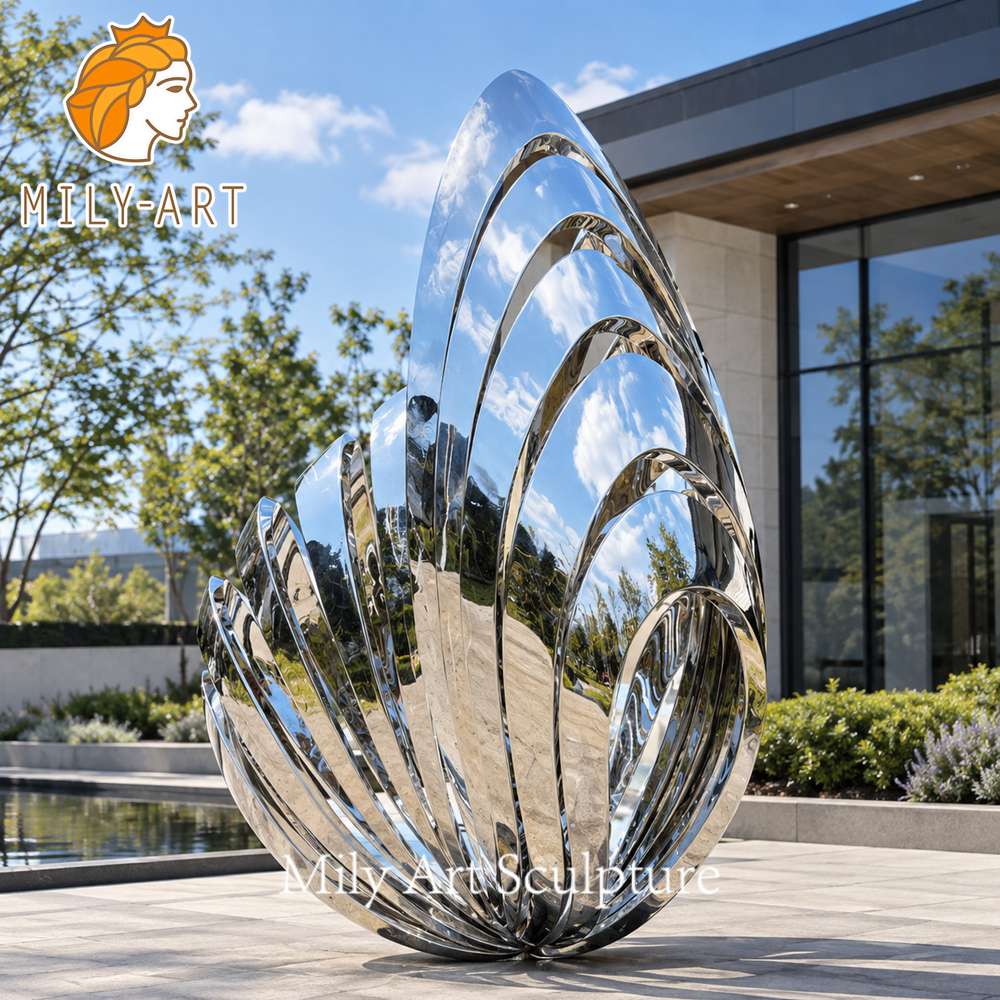 metal scallop shell sculpture outdoor