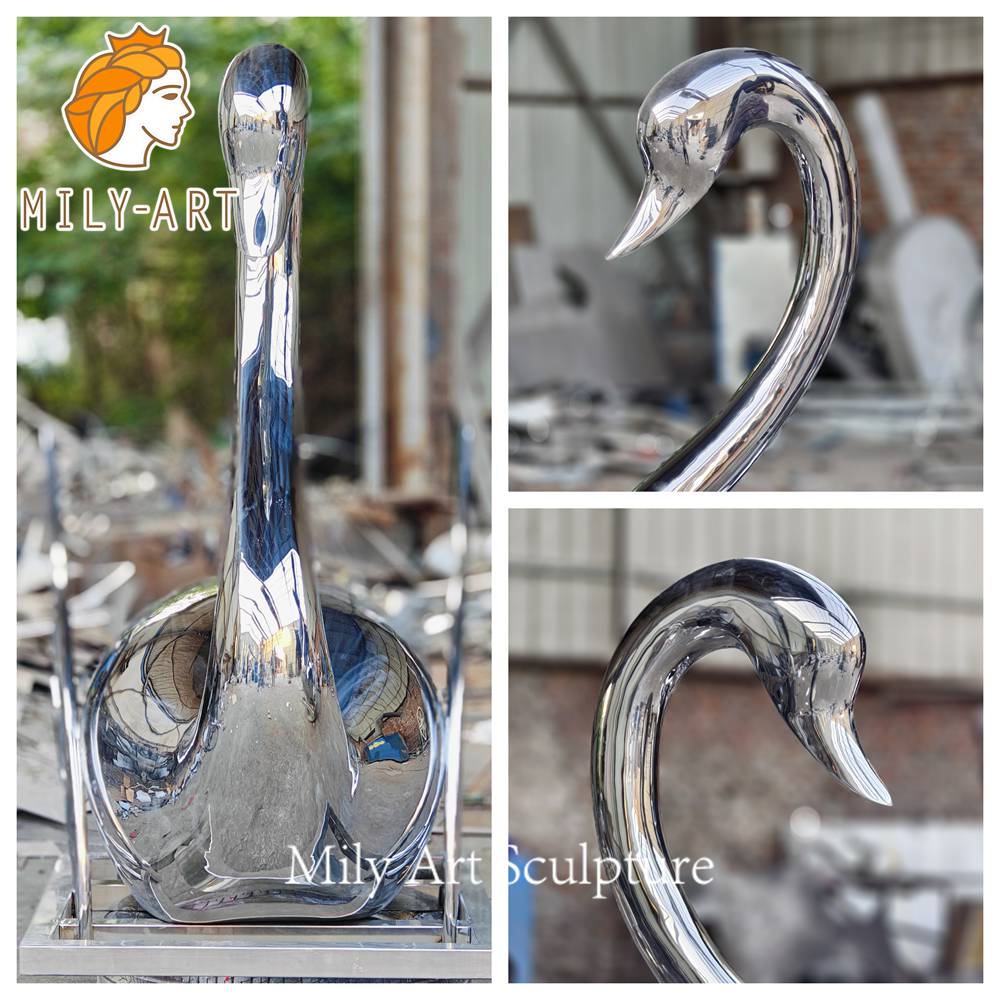 metal swan sculpture detail