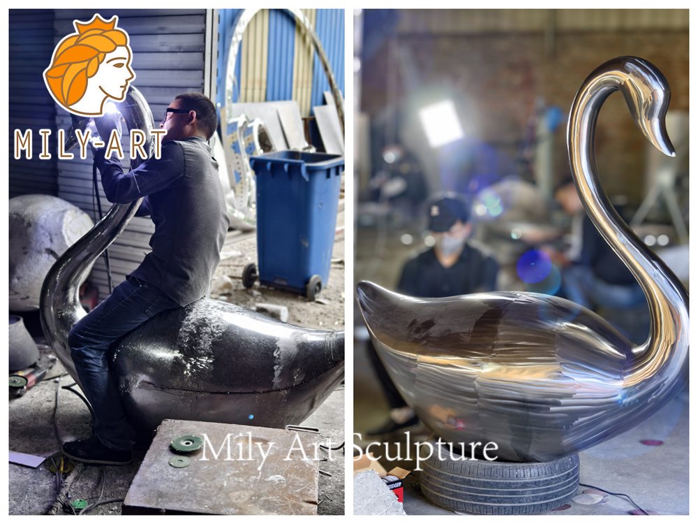 metal swan sculpture making process