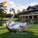 metal swan sculpture outdoor