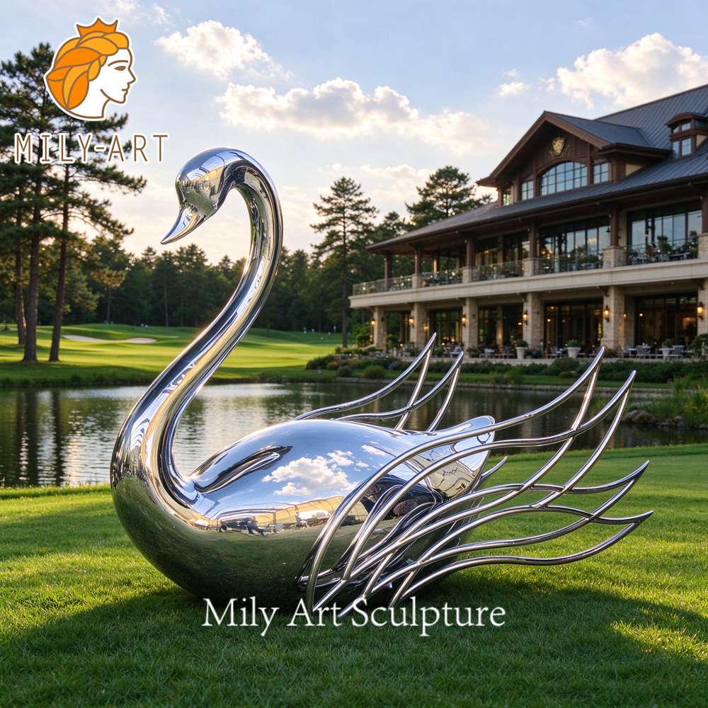 metal swan sculpture outdoor