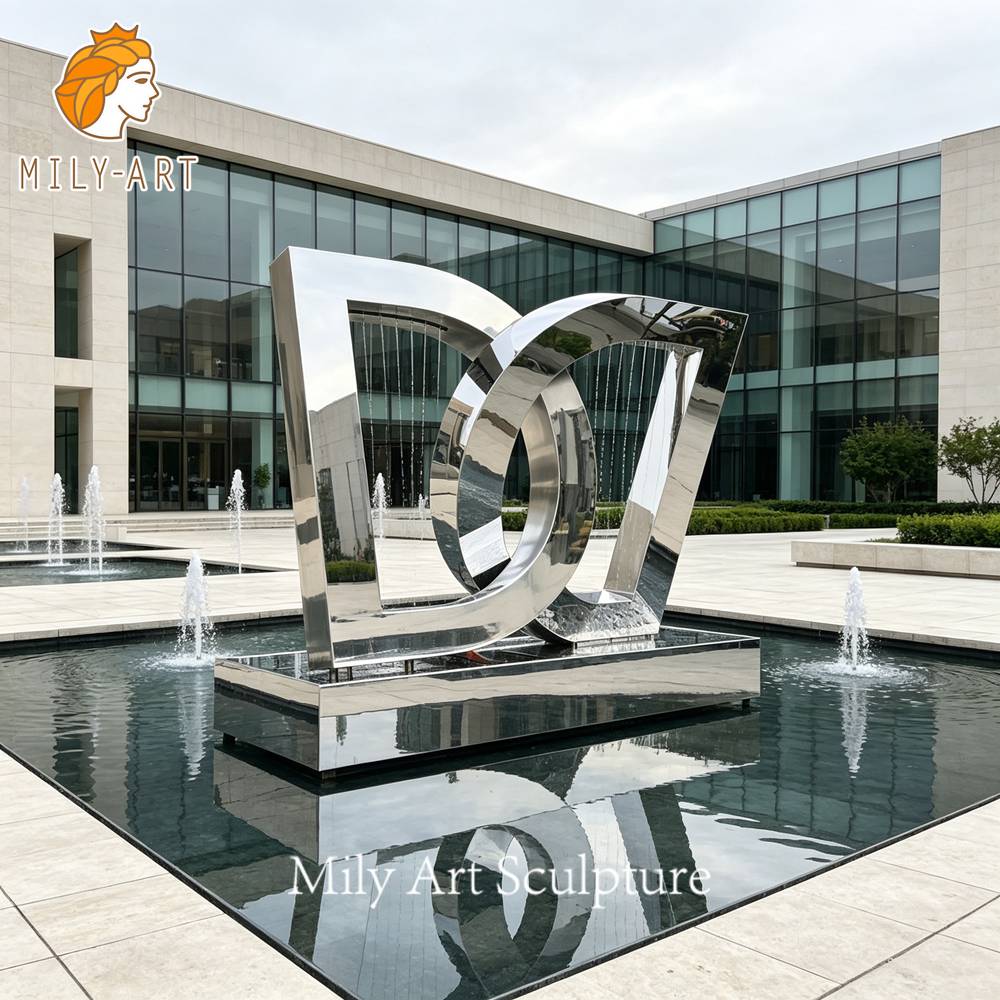mirror polished fountain sculpture