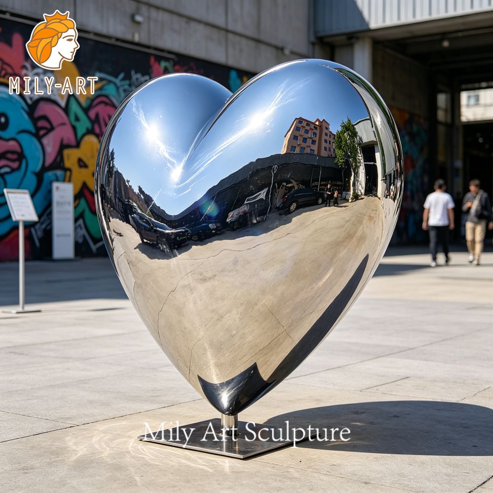 mirror polished heart sculpture