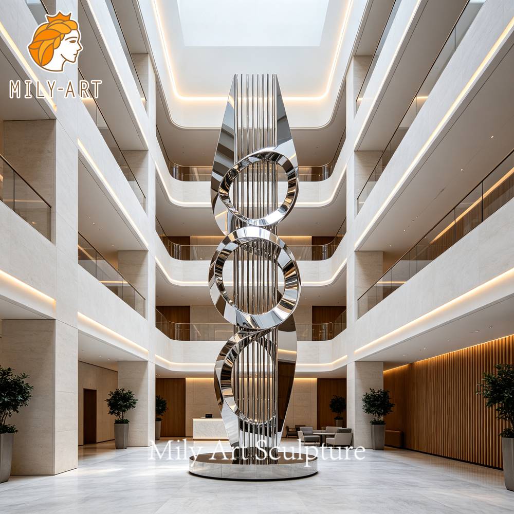 mirror polished hotel lobby sculpture