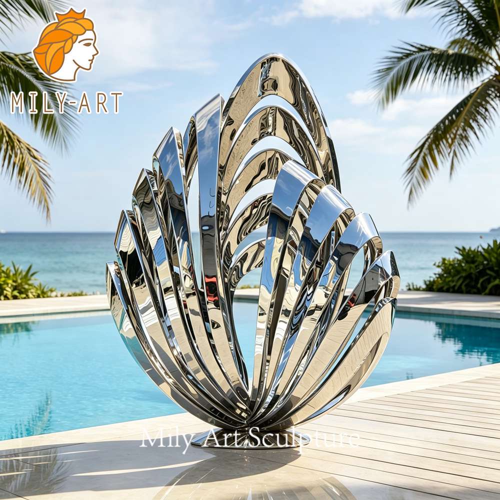 mirror polished scallop shell sculpture