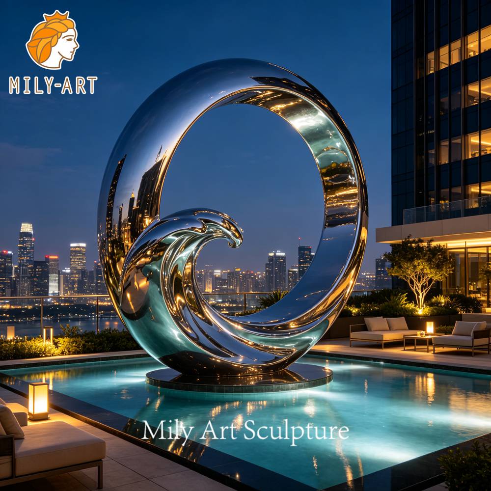 mirror polished wave sculpture