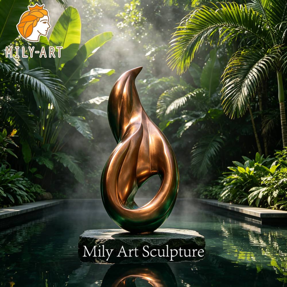 modern metal flame sculpture