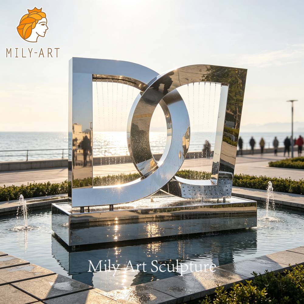 modern metal fountain sculpture