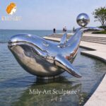 modern metal whale sculpture