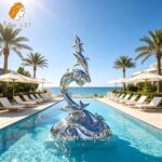 outdoor metal dolphin sculpture