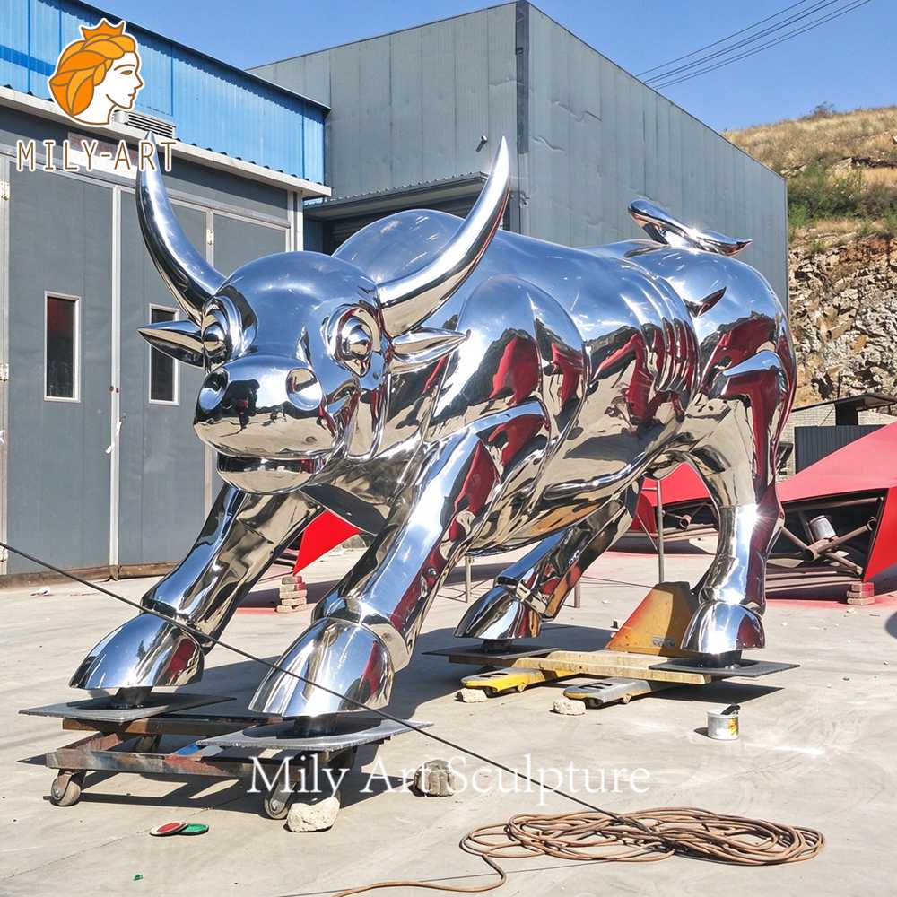 stainless steel bull sculptrue