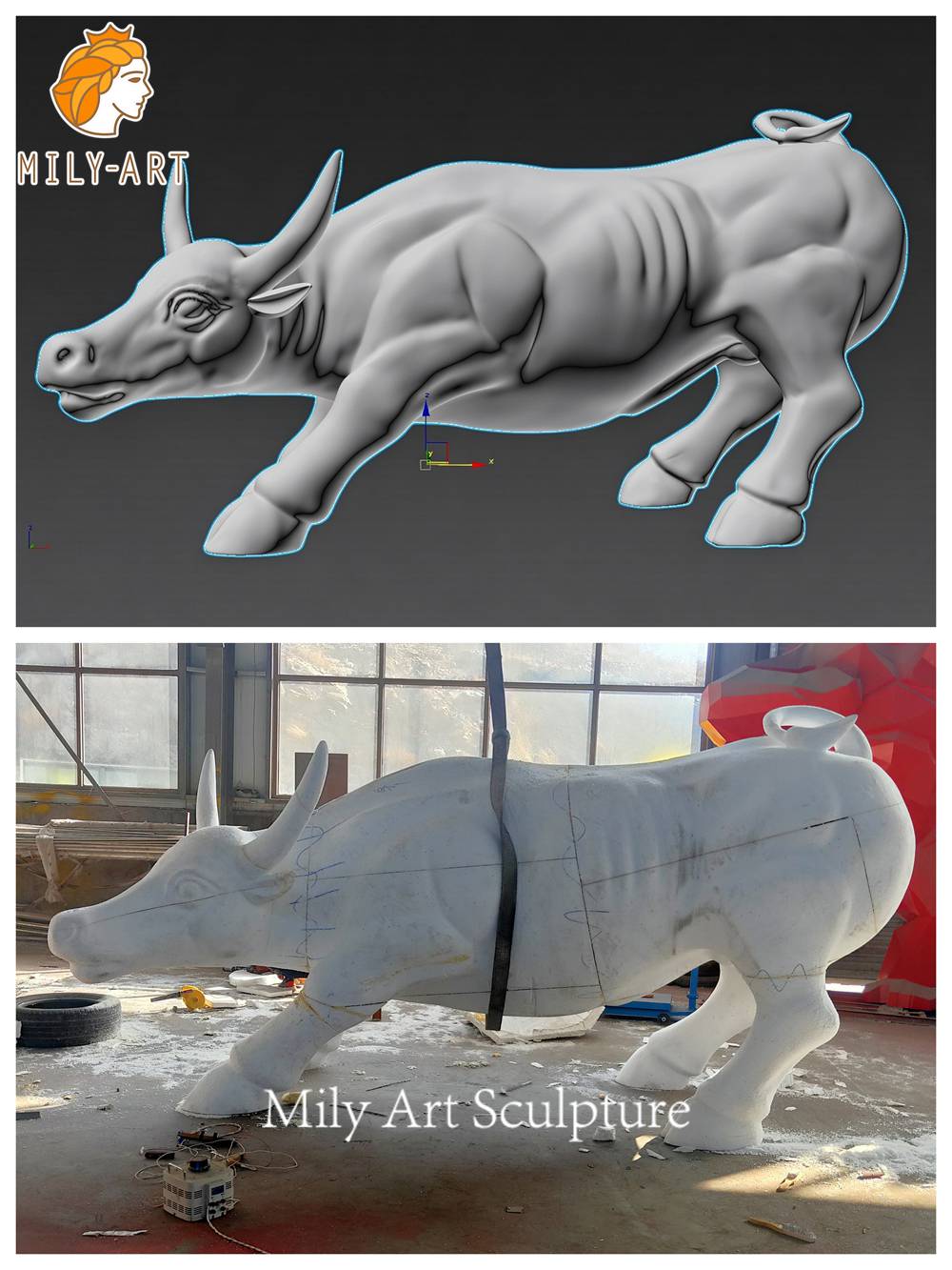 stainless steel bull statue 3D design model
