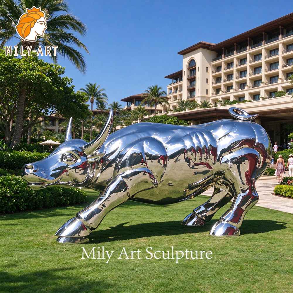 stainless steel bull statue customer project USA