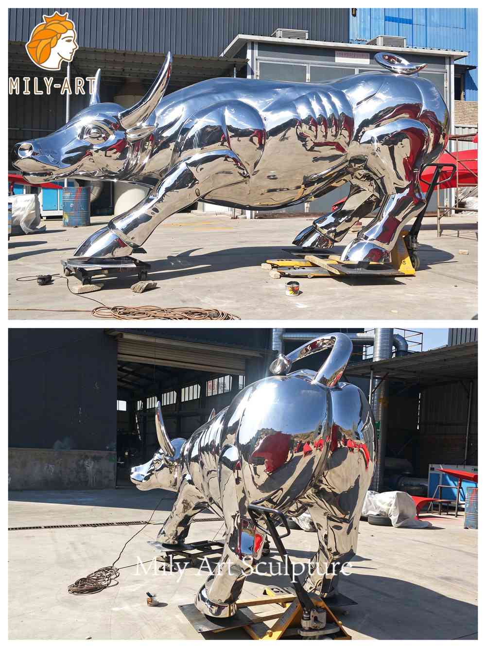 stainless steel bull statue factory