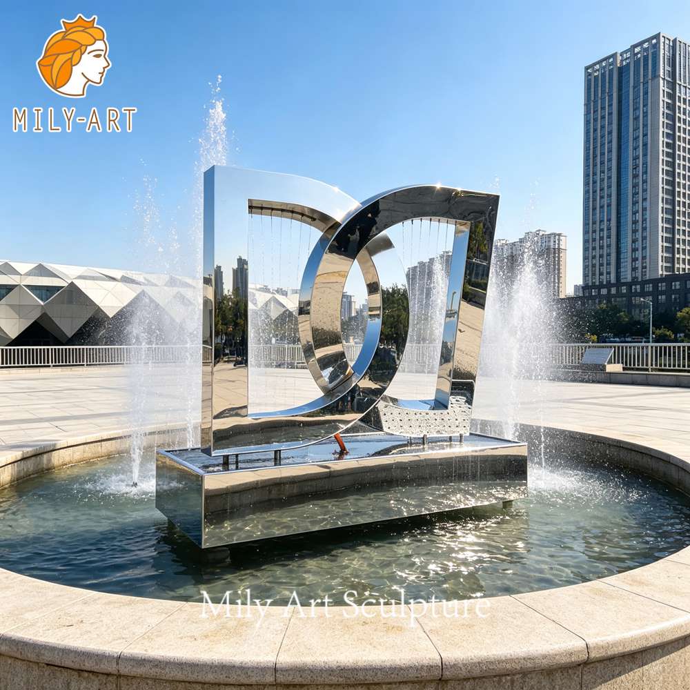 stainless steel fountain sculpture