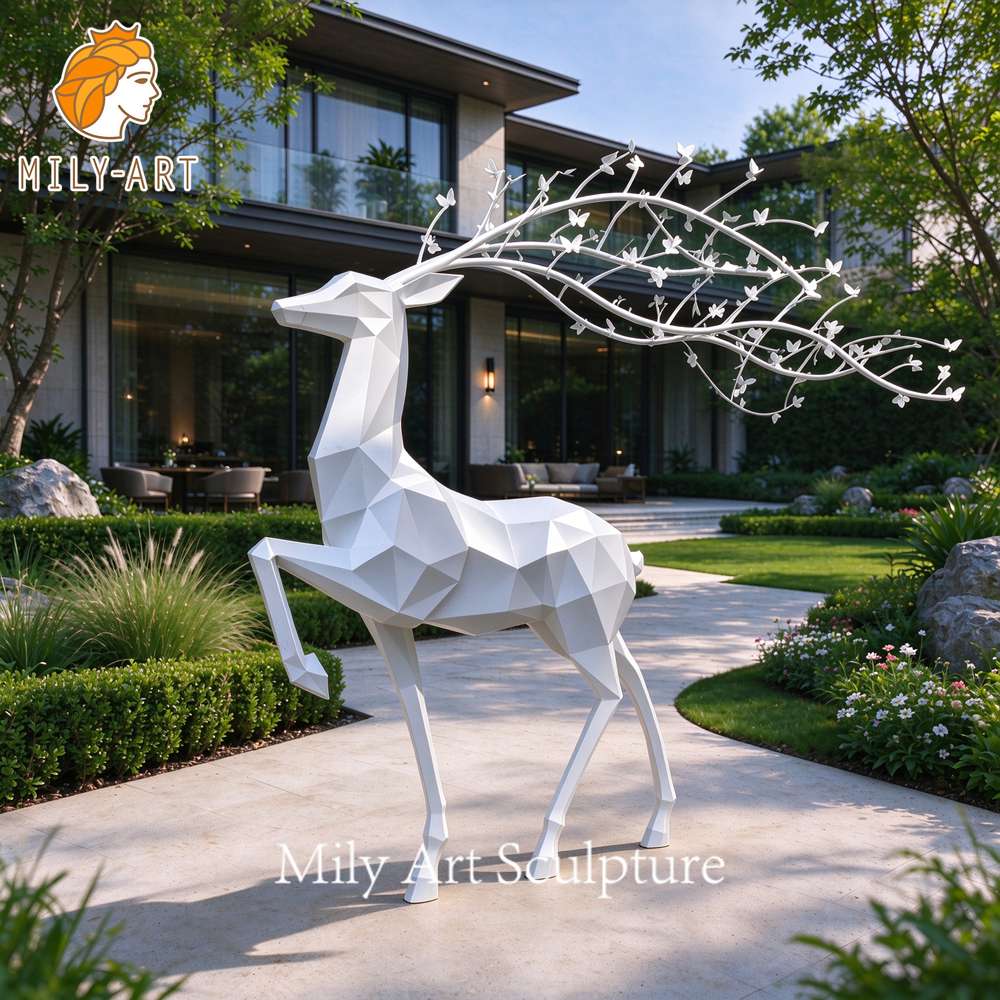 stainless steel geometric deer garden