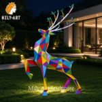 stainless steel geometric deer sculpture