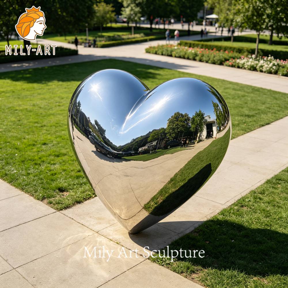 stainless steel heart sculpture garden