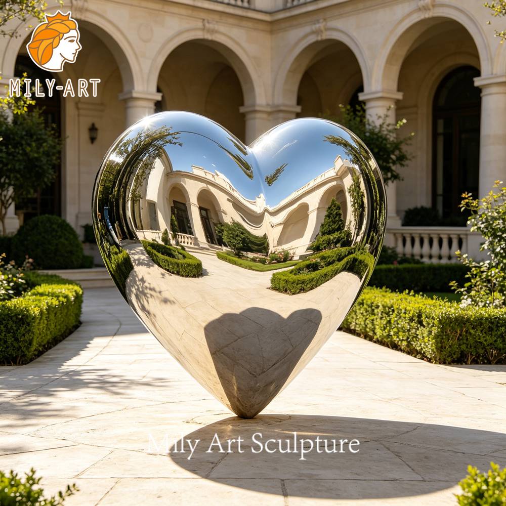 stainless steel heart sculpture
