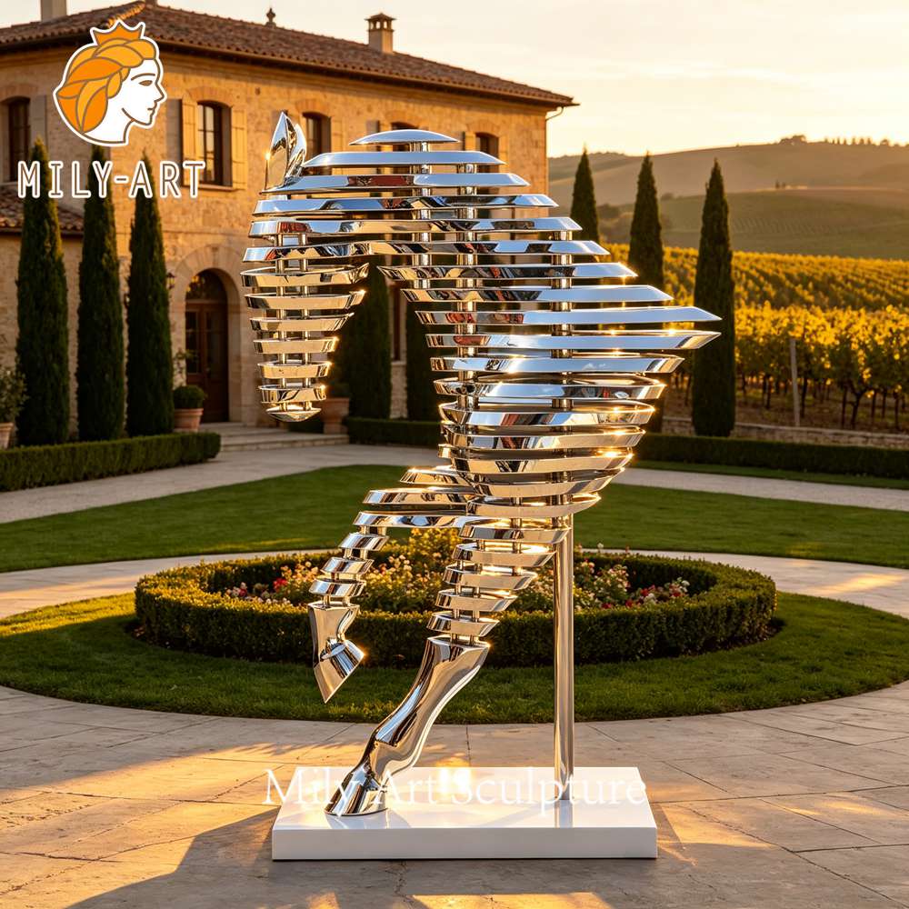 stainless steel horse head sculpture