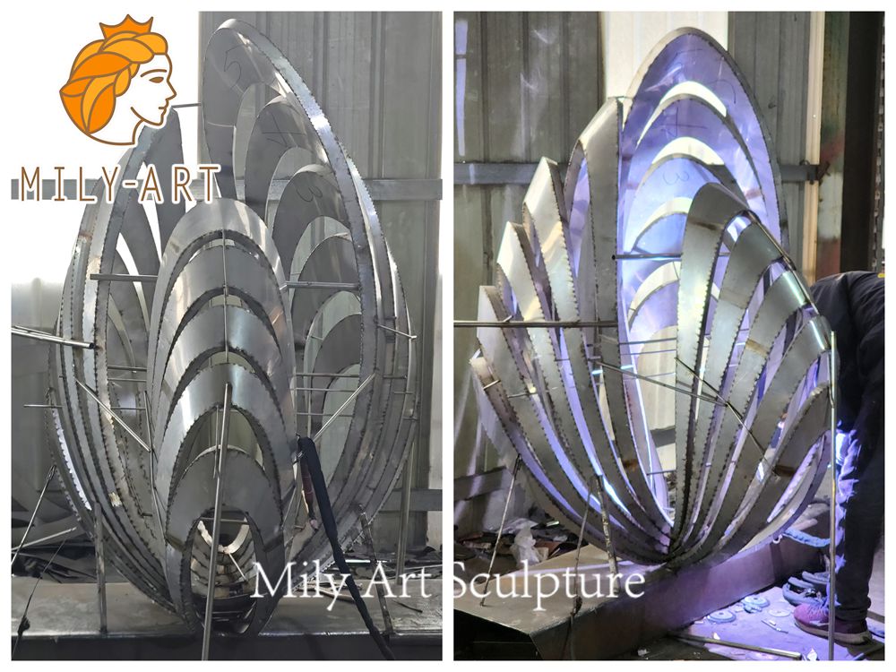 stainless steel scallop shell sculpture fabrication