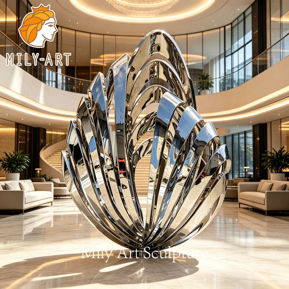 stainless steel scallop shell sculpture